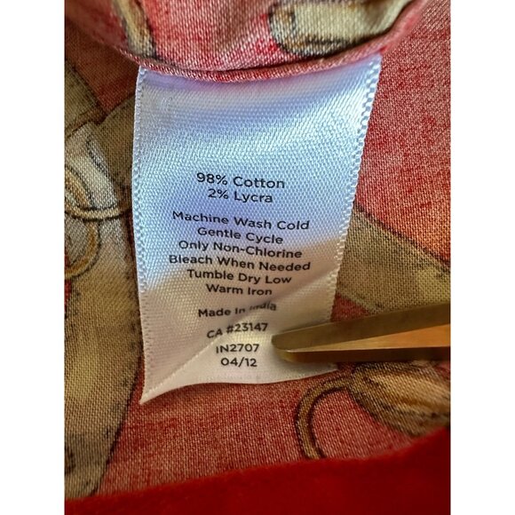 Talbots Red Equestrian Button Up Long Sleeve Top Size 2 Stretch Old Money Preppy - Picture 5 of 9